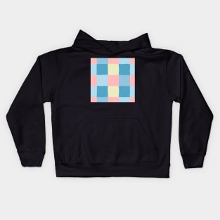 irregular gingham pattern in blue, pink and yellow Kids Hoodie